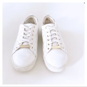 Aldo White Gold Detail Sneakers Size 8